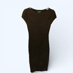 Lauren Ralph Lauren Women's Sweater Dress Cashmere Blend Brown XS